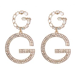occidental style personality geometry Double pendant diamond personality exagg..