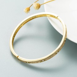 creative personality brief geometry buckle bangle woman bronze gold plated emb..