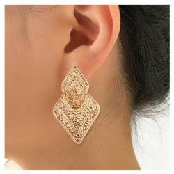 occidental style brief  fashion rhombus Alloy carving personality geometry ear..