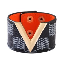 fashion bangle big width leatherV Word grid pattern trend all-PurposePU leathe..