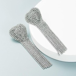 occidental style personality geometry heart-shaped fully-jewelled long style c..