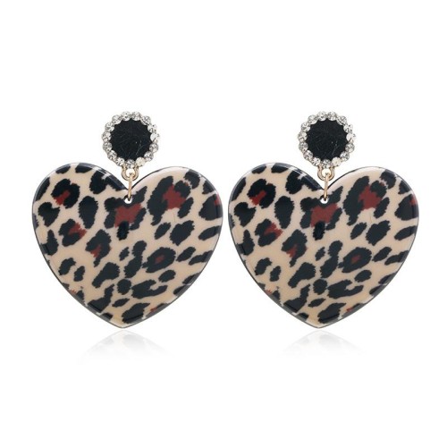 Autumn and Winter brief temperament love leopard pendant earrings Korean style fashion 