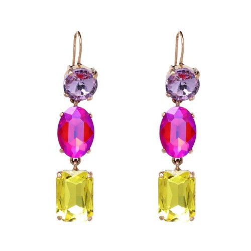  occidental style fashion Alloy diamond geometry color personality woman earrings