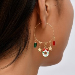 occidental style trend geometry enamel crystal christmas earrings woman ins personality day earring