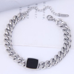 occidental style fashion Metal concise four square titanium steel temperament ..