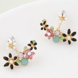 Korean style fashion sweetOL concise diamond flowers personality ear stud