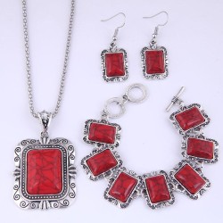 occidental style fashion Metal exaggerating concise turquoise accessories squa..