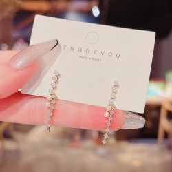 silver Korean style Word diamond Pearl earrings womanins wind ear stud Earring