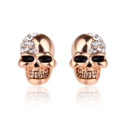  retro surface skull fully-jewelled ear stud personality earrings man woman