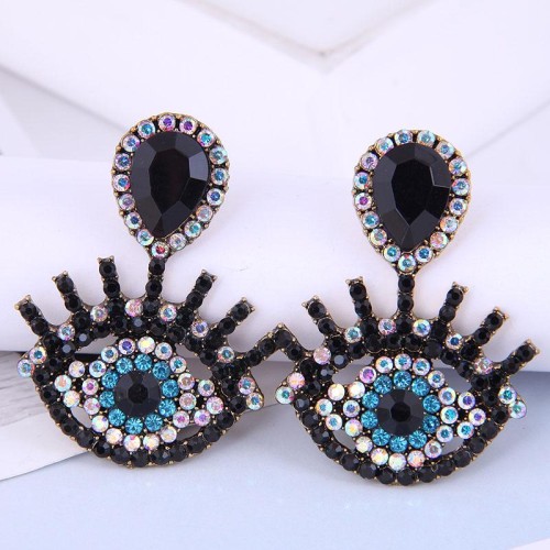 occidental style fashion Metal flash diamond eyes temperament exaggerating ear stud