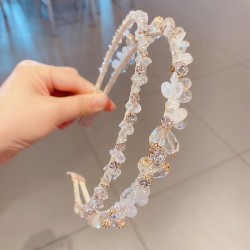 Korea transparent crystal Rhinestone beads Double row eadband girl student apa..