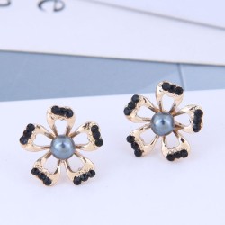 silver  Korean style fashion sweetO flowers personality temperament ear stud