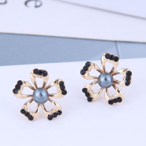 silver  Korean style fashion sweetO flowers personality temperament ear stud