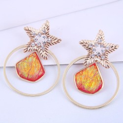 occidental style fashion  Metal concise circle Five-pointed star  exaggerating..