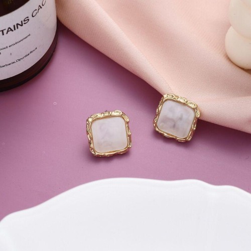 silver Earring temperament brief geometry square earrings retro color ear stud woman Acrylic Earring