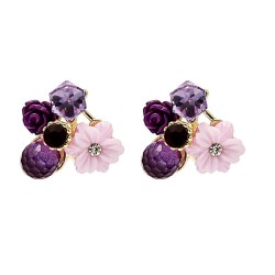 silver Koreains color diamond Opal crystal flowers earrings woman sweet retro ..