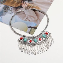 occidental style exaggerating crystal tassel short necklace clavicle chain fas..