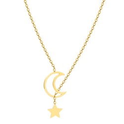 Korea fashion star Moon pendant Metal titanium steel necklace woman stainless ..