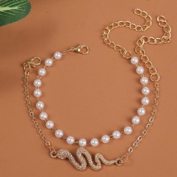 occidental style brief trend multilayer Pearl snake bracelet woman  Bohemia lo..