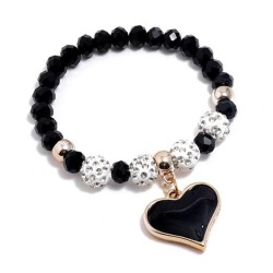 brief crystal bracelet woman ins student  enamel black Peach heart bracelet