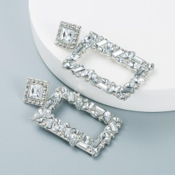 ins occidental style fashion geometry square earrings woman  Alloy embed color..