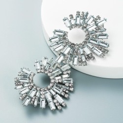 occidental style Alloy mosaic color Rhinestone sun flower earrings woman super..
