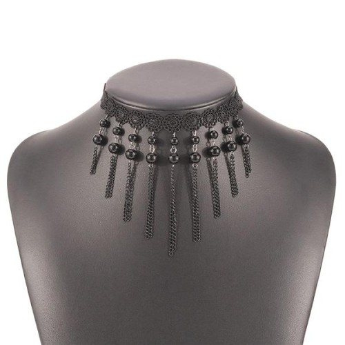 occidental style fashion lace necklace  personality imitate crystal chain retro brief woman