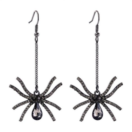 occidental style earrings woman  black retro long style Earring exaggerating spider earring