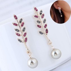 fine  Korean style fashion sweetOL flash diamond branches and leaves Pearl tem..