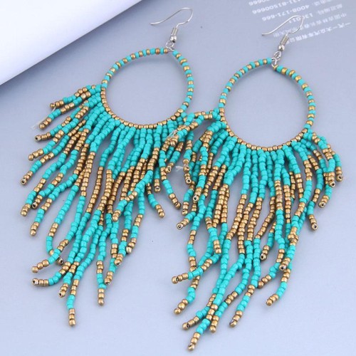 occidental style  Bohemian style beads temperament tassel earrings