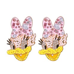 occidental style  cartoon big exaggerating retro mosaic ear stud woman