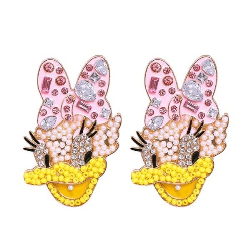 occidental style  cartoon big exaggerating retro mosaic ear stud woman