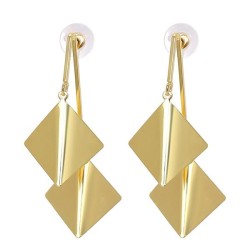  occidental style  gold samll square wind fashion pendant ear stud
