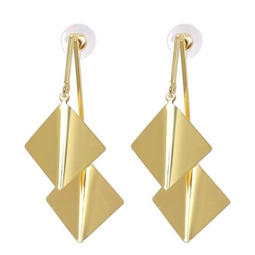  occidental style  gold samll square wind fashion pendant ear stud