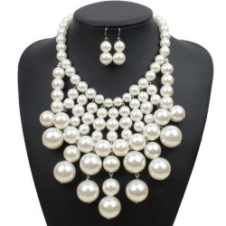 occidental style temperament fashion necklace multilayer Pearl necklace person..
