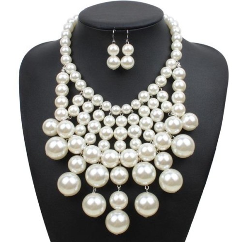 occidental style temperament fashion necklace multilayer Pearl necklace personality all-Purpose tassel Pearl exaggera