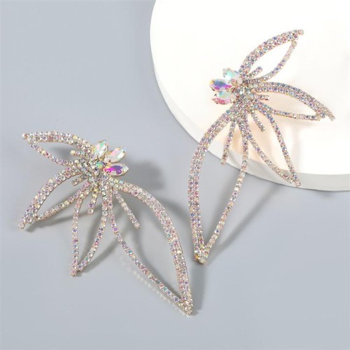 occidental style wind exaggerating claw chain series Alloy diamond Rhinestone fully-jewelled flowers earrings 