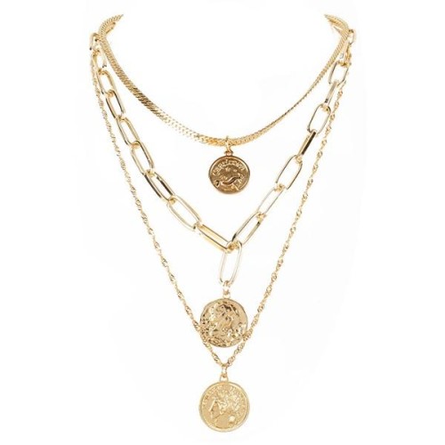 Bohemian style retro Alloy Round Coin pendant necklace   occidental style creative personality