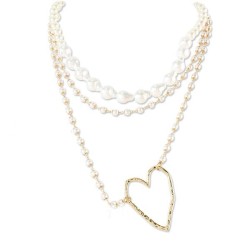 Korean style sweet fashion wind Pearl multilayer necklace  occidental style Al..