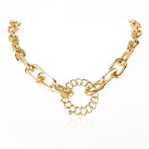 occidental style exaggerating necklace woman  Alloy circle pendant personality creative chain woman