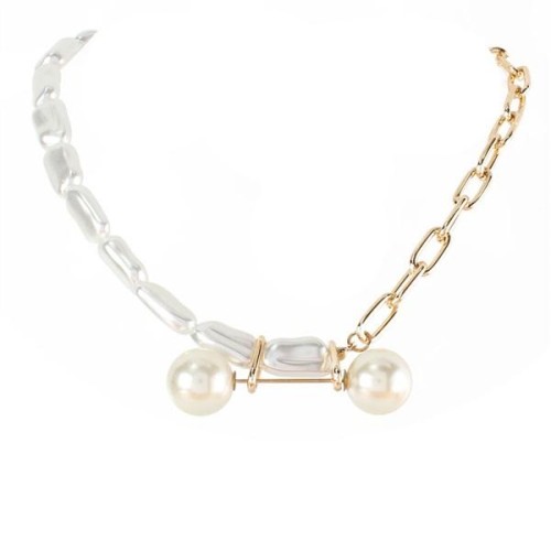 occidental style fashion Pearl chain splice necklace ins wind temperament chain