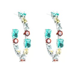 Korean style Korean fashion personality gorgeousins Earring color zircon silve..