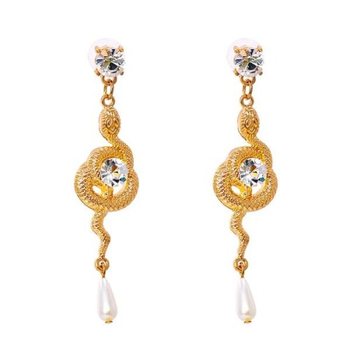  occidental style  retro snake embed zircon fashion creative Alloy ear stud woman