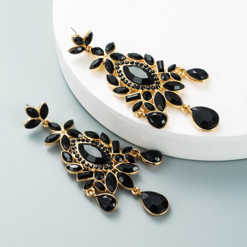 occidental style fashion trend Alloy color Rhinestone diamond earrings woman all-Purpose long style tassel penda