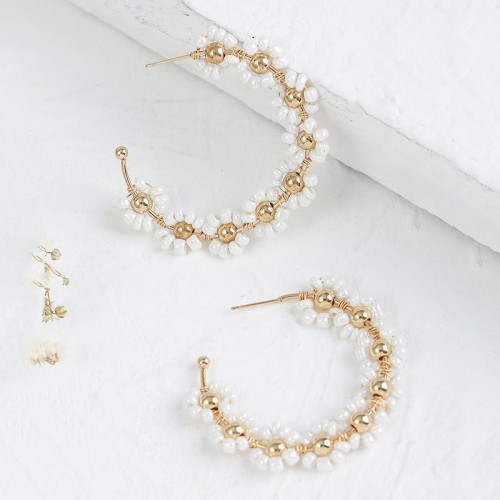Bohemia geometry beads flowers earrings occidental style  creative personality weave earring