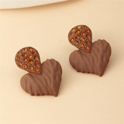  woman ear stud multicolor heart-shaped zircon Metal all-Purpose temperament w..
