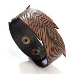  Leaf occidental style punk wind angel leatherPU bracelet pattern Irregular