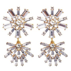 geometry flowers hollow diamond ear stud pendant woman earrings personality Bo..
