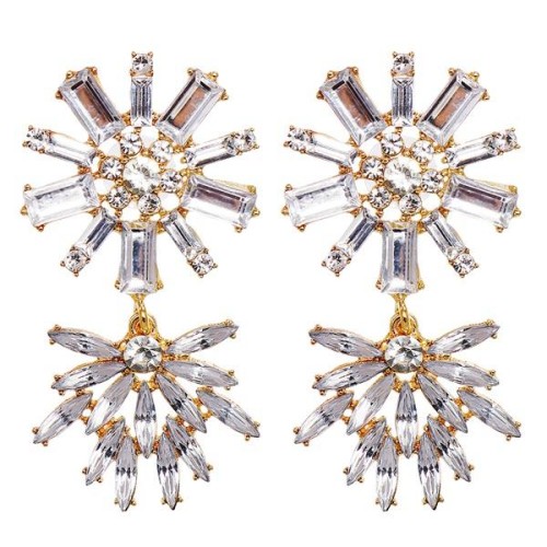 geometry flowers hollow diamond ear stud pendant woman earrings personality Bohemia