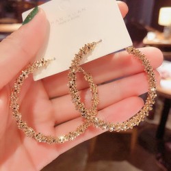 silver retro earrings exaggerating big circle circle wind circle circle more E..